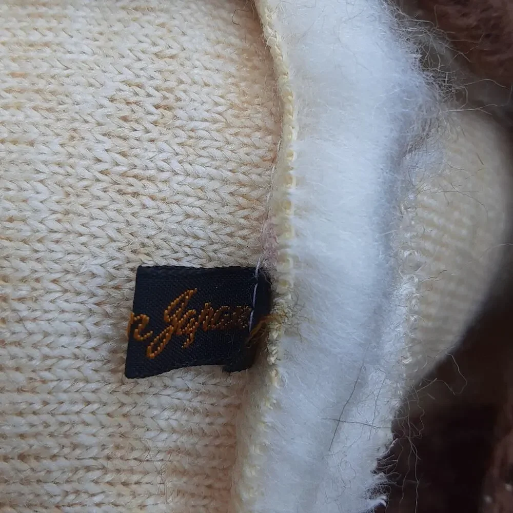 Vintage made in Japan Russian Ushanka Knit/Faux fur hatBrowns/Creams